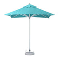 8' Aqua Polyester Square Market Patio Umbrella on a white background