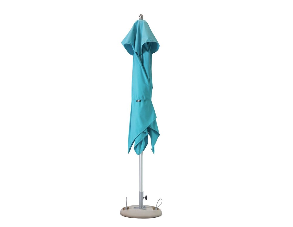 8' Aqua Polyester Square Market Patio Umbrella on a white background