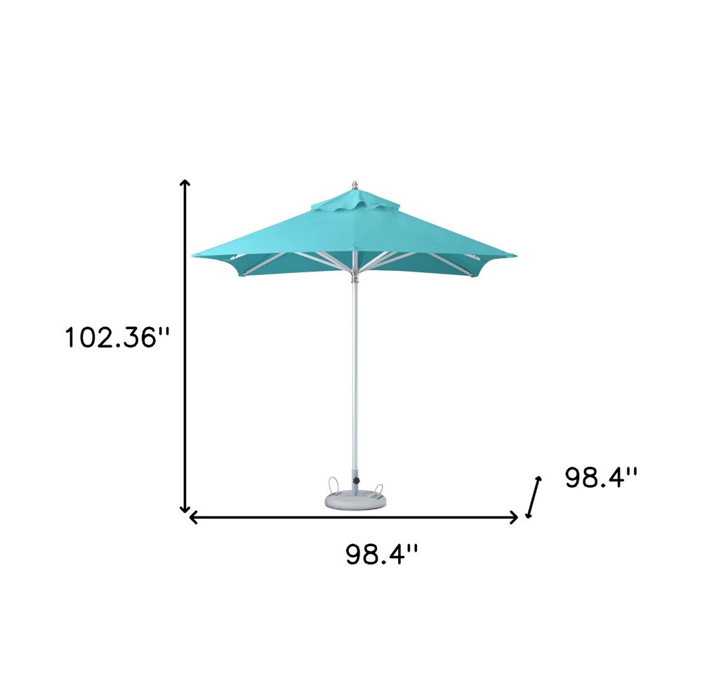 8' Aqua Polyester Square Market Patio Umbrella on a white background