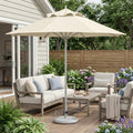 13' Ecru Polyester Round Tilt Cantilever Patio Umbrella with Stand