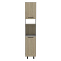 82" Gray And Oak Wood Pantry Or Storage Closet on a white background
