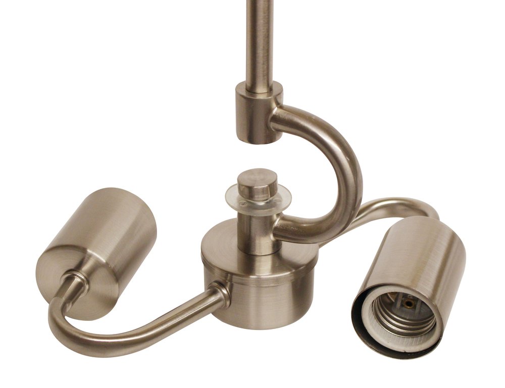 Nickel Bulb Two Light Metal Chandelier