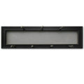 27" Black Wood Wall Mounted Accent Shelf. Wall mounted shelve isolated on a plain white background, showing a black wood surface.