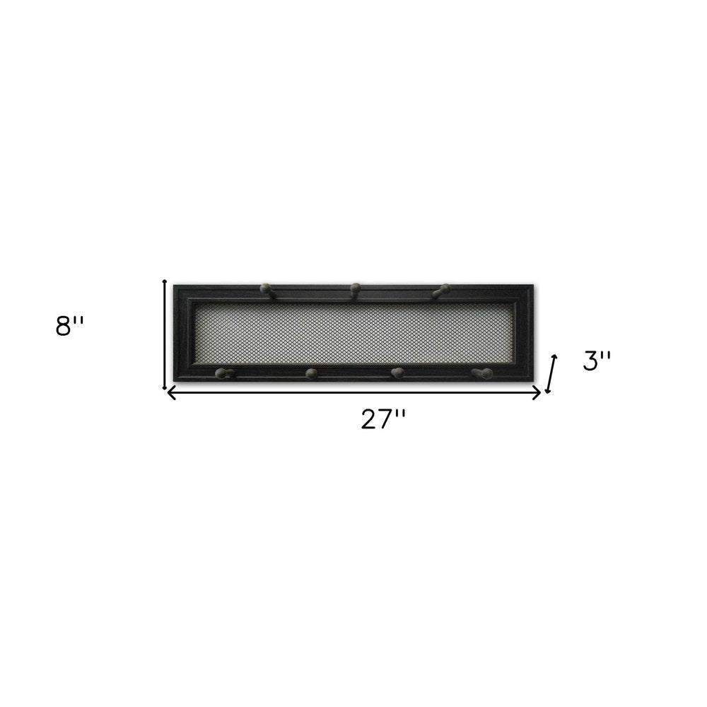27" Black Wood Wall Mounted Accent Shelf. Wall mounted shelve isolated on a plain white background, finished in black wood.