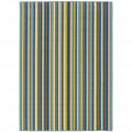 9' X 13' Blue and Green Striped Stain Resistant Indoor Outdoor Area Rug on a white background