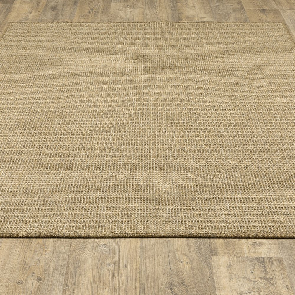 9' X 13' Beige Stain Resistant Indoor Outdoor Area Rug