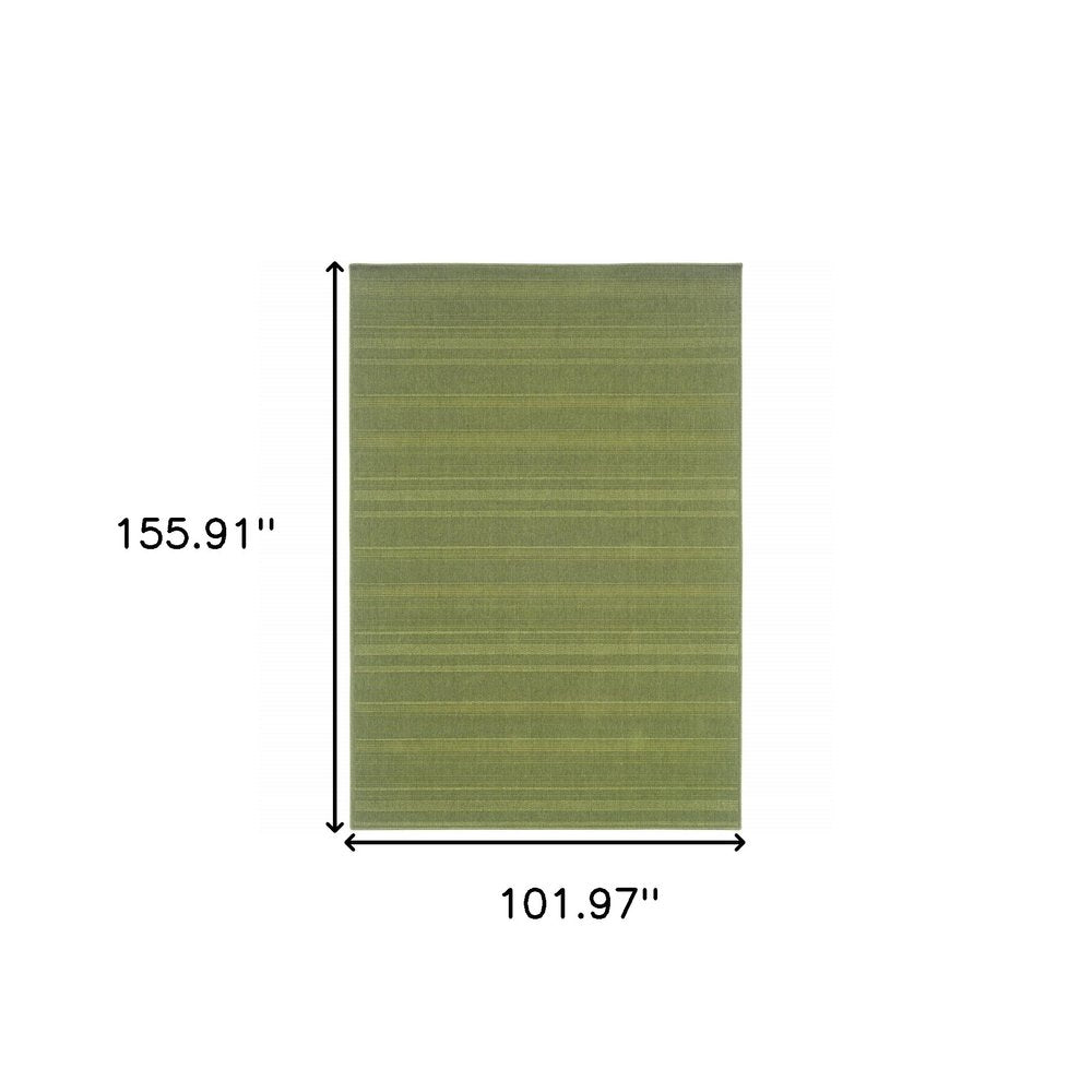 9' X 13' Green Stain Resistant Indoor Outdoor Area Rug on a white background