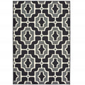 9' X 13' Black and Gray Geometric Stain Resistant Indoor Outdoor Area Rug on a white background