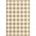 9' X 13' Gray and Ivory Geometric Stain Resistant Indoor Outdoor Area Rug on a white background