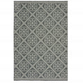 9' X 13' Gray and Ivory Geometric Stain Resistant Indoor Outdoor Area Rug on a white background
