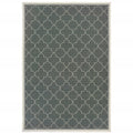 9' X 13' Gray and Ivory Geometric Stain Resistant Indoor Outdoor Area Rug on a white background