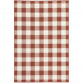 9' X 13' Red And Ivory Geometric Indoor Outdoor Area Rug on a white background