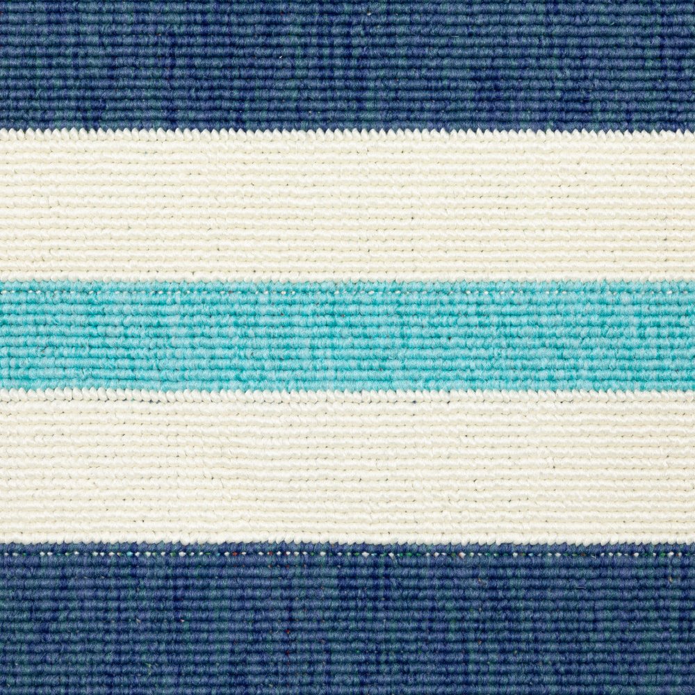 9' X 13' Blue and Ivory Geometric Stain Resistant Indoor Outdoor Area Rug