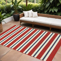 9' X 13' Red and Ivory Geometric Stain Resistant Indoor Outdoor Area Rug