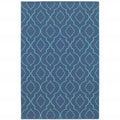 9' X 13' Blue Geometric Stain Resistant Indoor Outdoor Area Rug on a white background