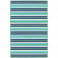9' X 13' Blue and Green Geometric Stain Resistant Indoor Outdoor Area Rug on a white background