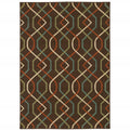 9' X 13' Brown and Ivory Geometric Stain Resistant Indoor Outdoor Area Rug on a white background