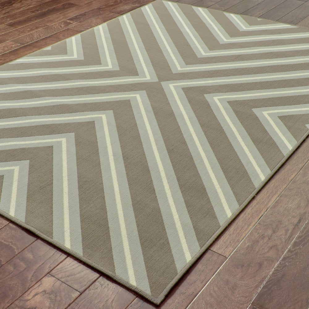 9' X 13' Blue and Gray Geometric Stain Resistant Indoor Outdoor Area Rug close-up detail