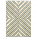 9' X 13' Gray and Ivory Geometric Stain Resistant Indoor Outdoor Area Rug on a white background