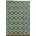 9' X 13' Blue Geometric Stain Resistant Indoor Outdoor Area Rug on a white background
