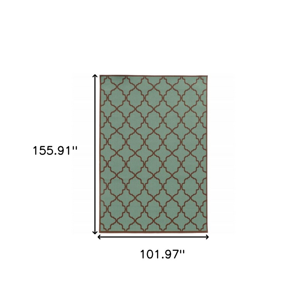 9' X 13' Blue Geometric Stain Resistant Indoor Outdoor Area Rug - 0.16" H x 101.97" W x 155.91" D
