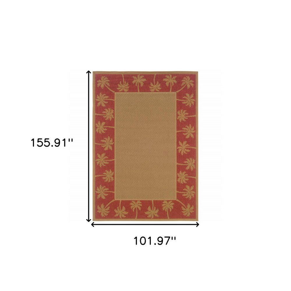 9' X 13' Beige Stain Resistant Indoor Outdoor Area Rug - SKU 507624