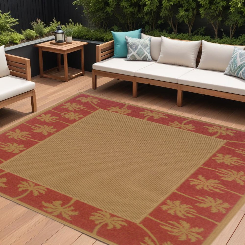9' X 13' Beige Stain Resistant Indoor Outdoor Area Rug - SKU 507624