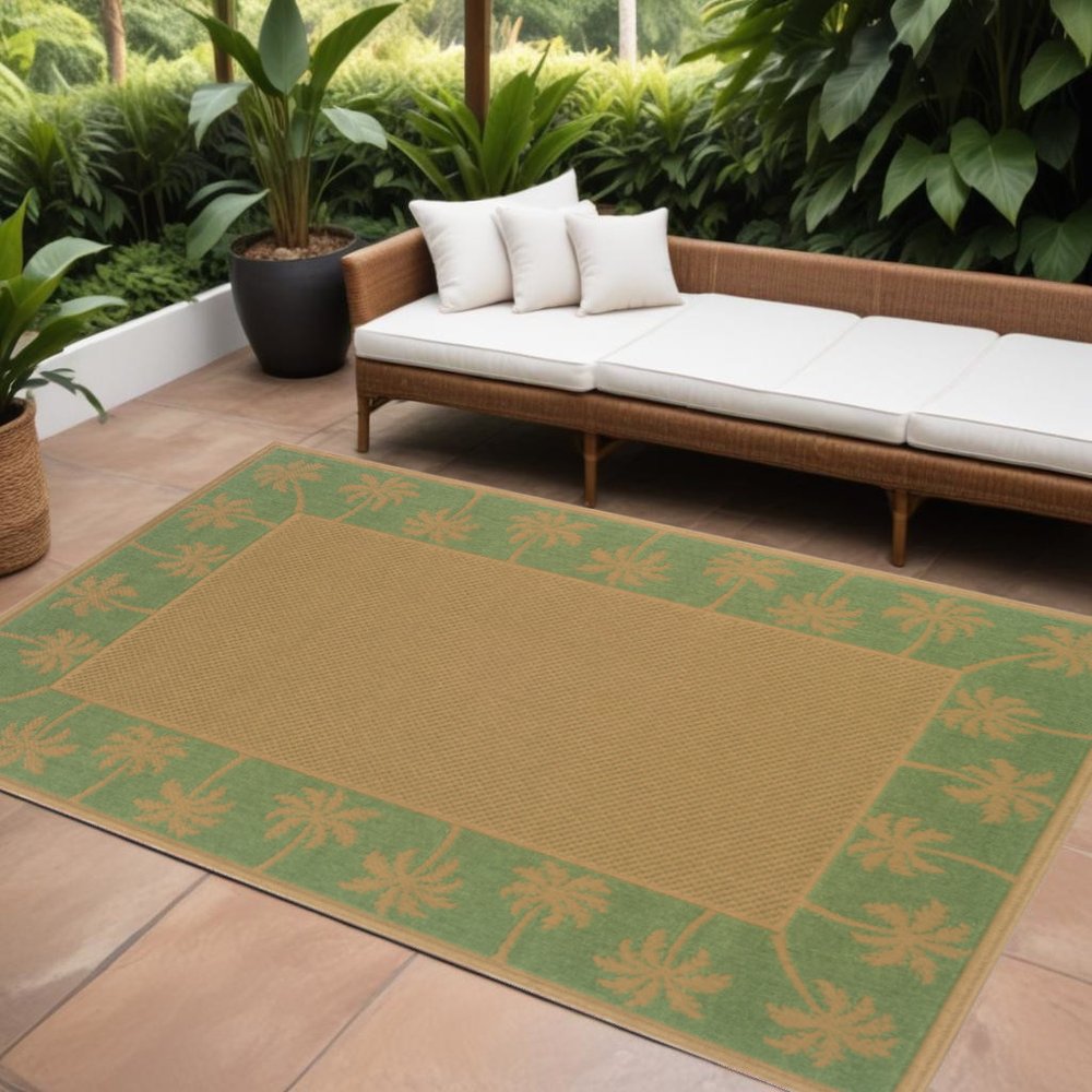 9' X 13' Beige Stain Resistant Indoor Outdoor Area Rug - SKU 507642