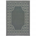 9' X 13' Gray and Ivory Stain Resistant Indoor Outdoor Area Rug on a white background