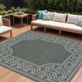 9' X 13' Gray and Ivory Stain Resistant Indoor Outdoor Area Rug