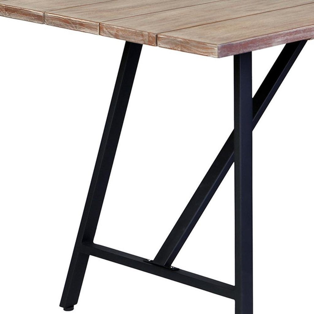 Five Piece Brown and Black Solid Wood Dining Set with Four Chairs on a white background