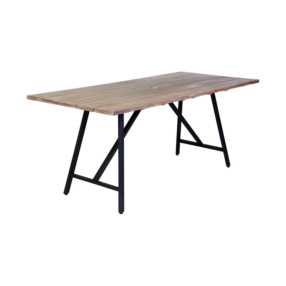 Five Piece Brown and Black Solid Wood Dining Set with Four Chairs on a white background