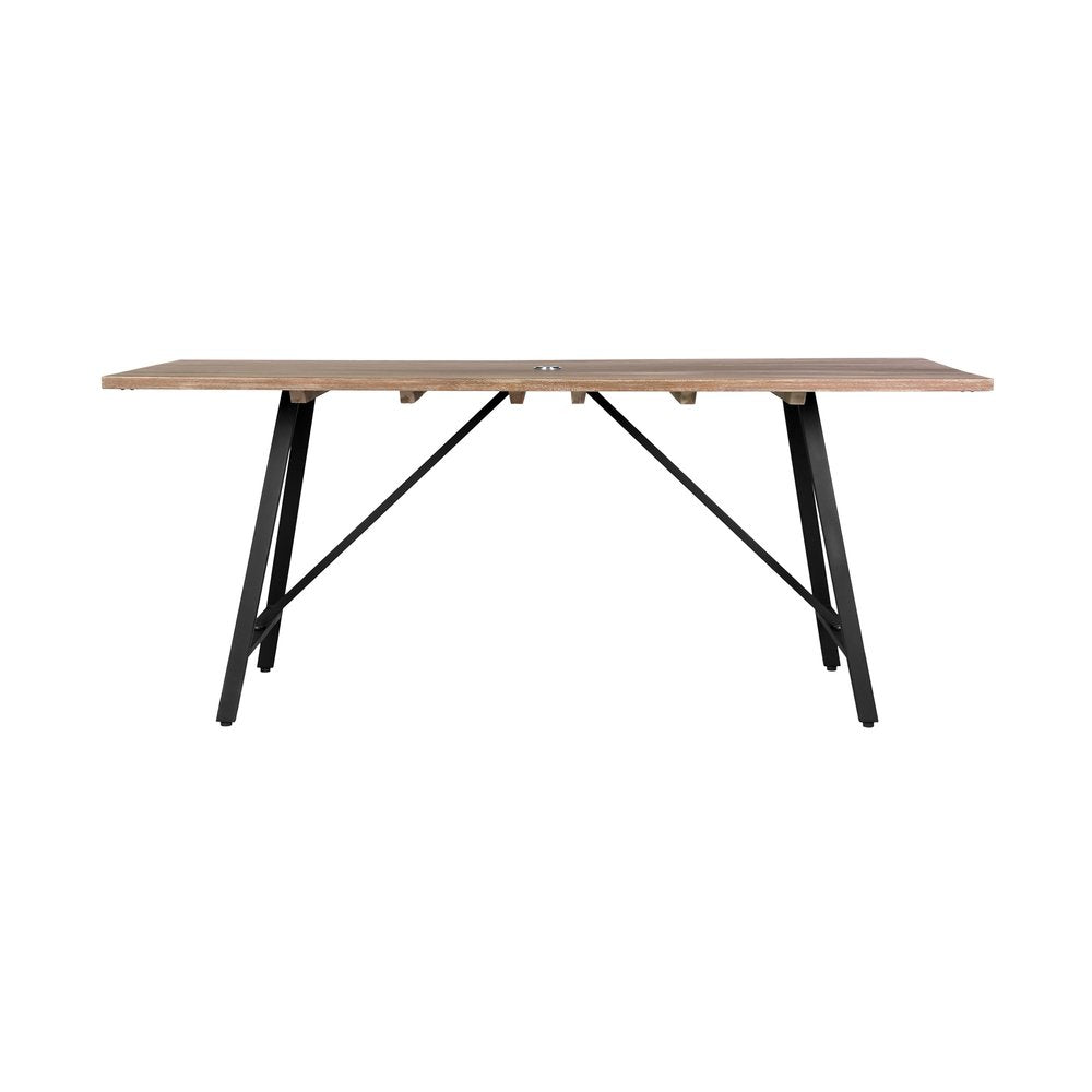 Five Piece Brown and Black Solid Wood Dining Set with Four Chairs on a white background