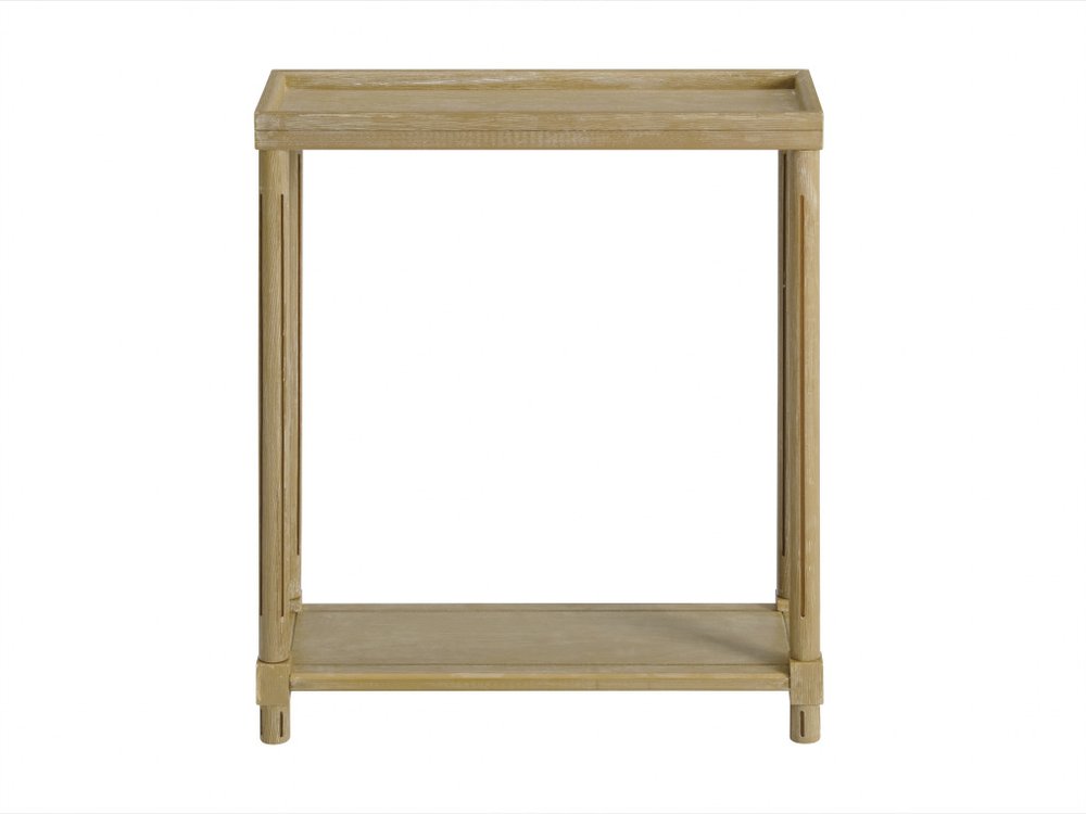 Set Of Two 24" Oak Brown Wood Rectangular End Tables With Shelf on a white background