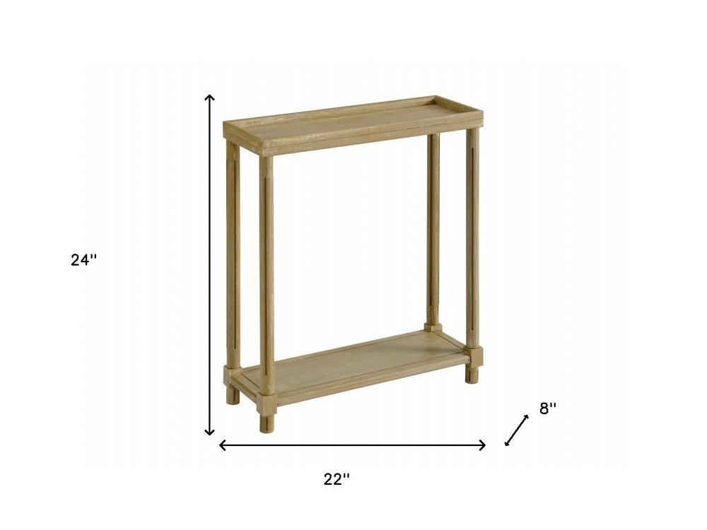 Set Of Two 24" Oak Brown Wood Rectangular End Tables With Shelf on a white background