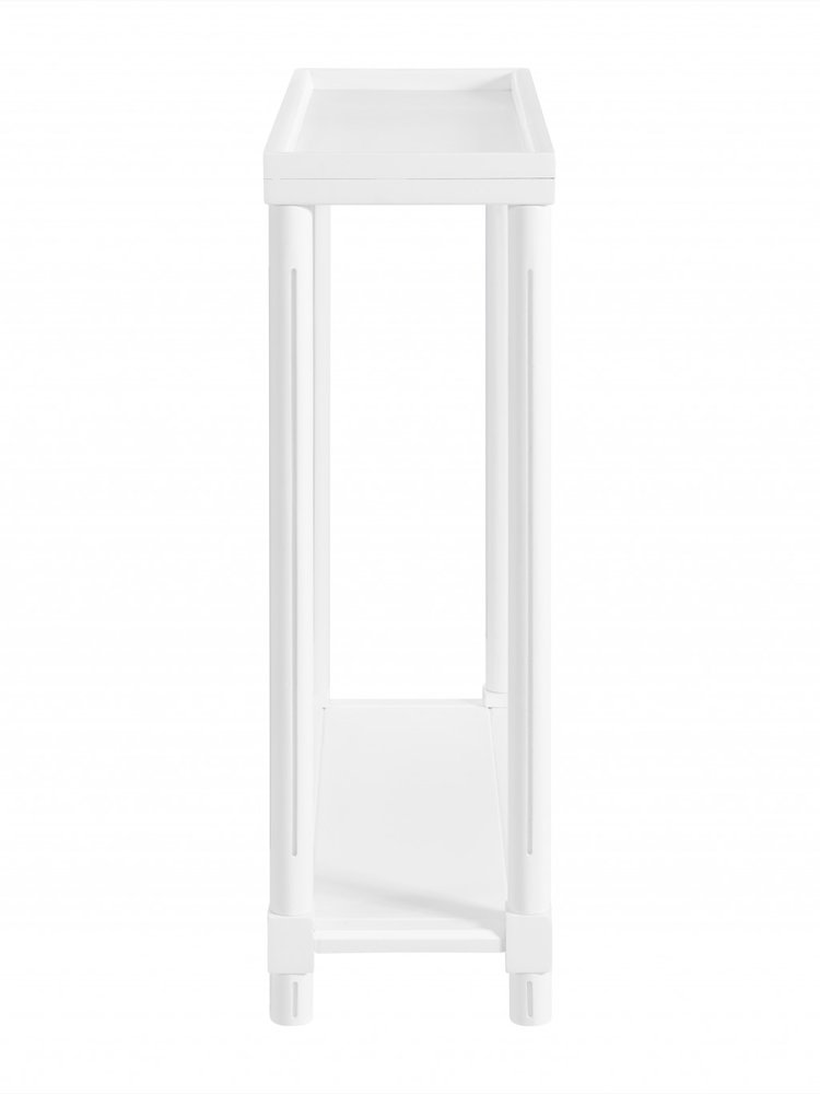 Set Of Two 24" White Wood Rectangular End Tables With Shelf on a white background