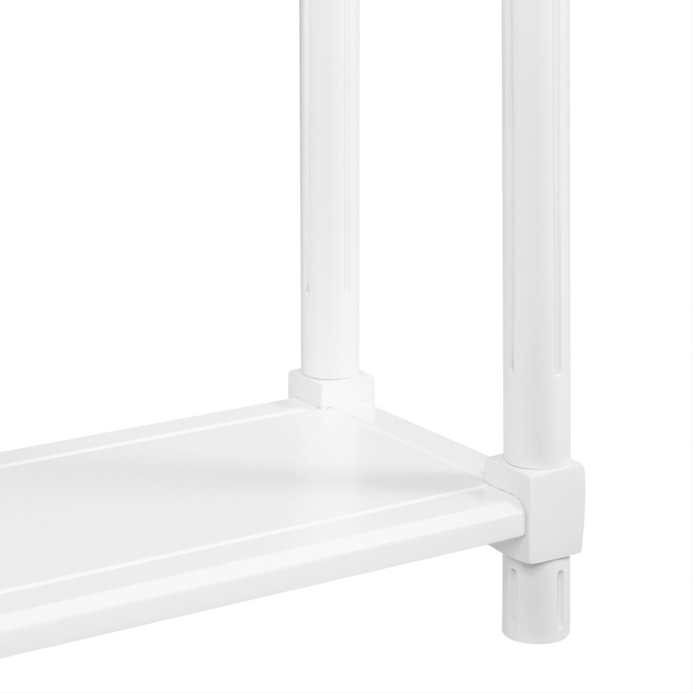 Set Of Two 24" White Wood Rectangular End Tables With Shelf on a white background