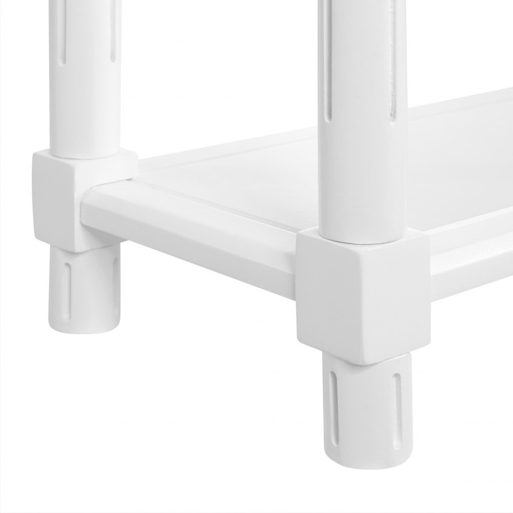 Set Of Two 24" White Wood Rectangular End Tables With Shelf on a white background