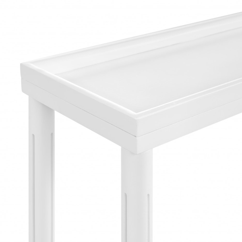 Set Of Two 24" White Wood Rectangular End Tables With Shelf on a white background