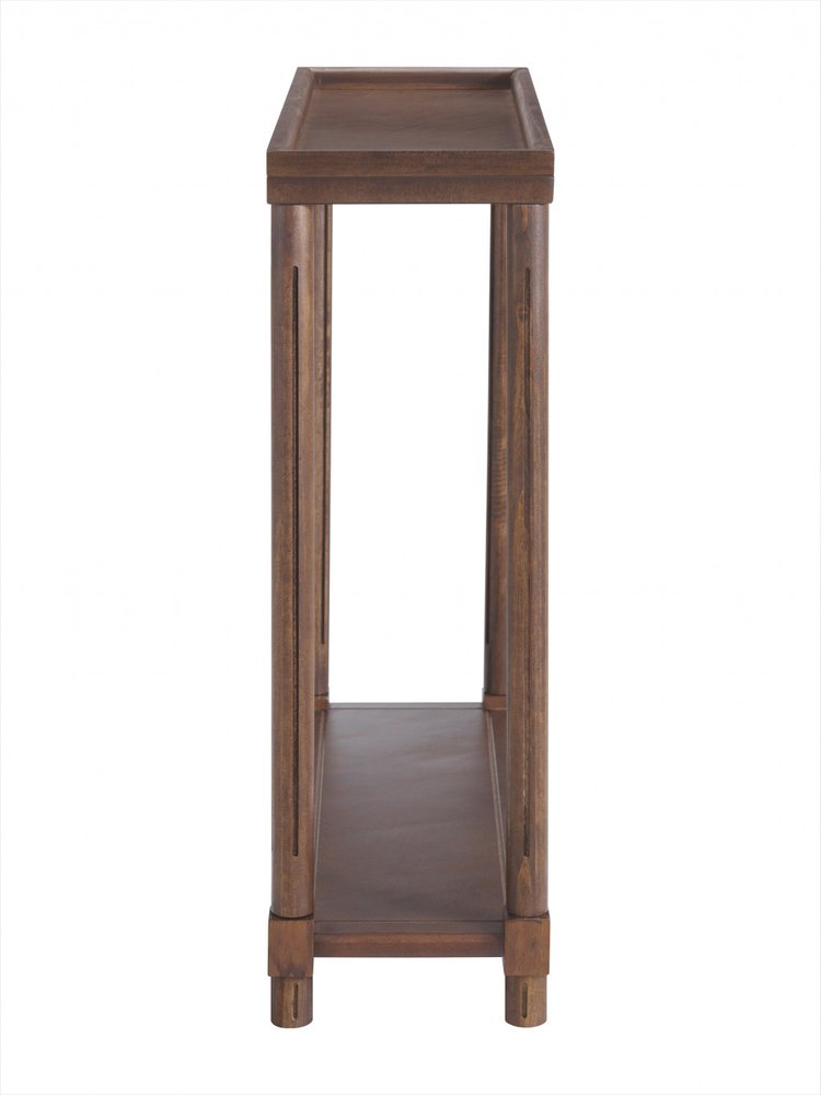 Set Of Two 24" Brown Wood Rectangular End Tables With Shelf on a white background