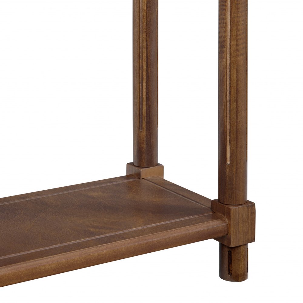 Set Of Two 24" Brown Wood Rectangular End Tables With Shelf on a white background