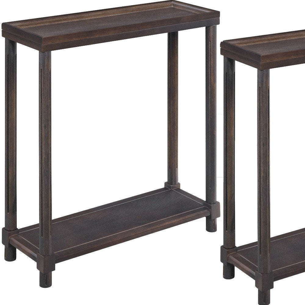 Set of Two 24" Espresso Solid Wood End Tables With Shelf on a white background