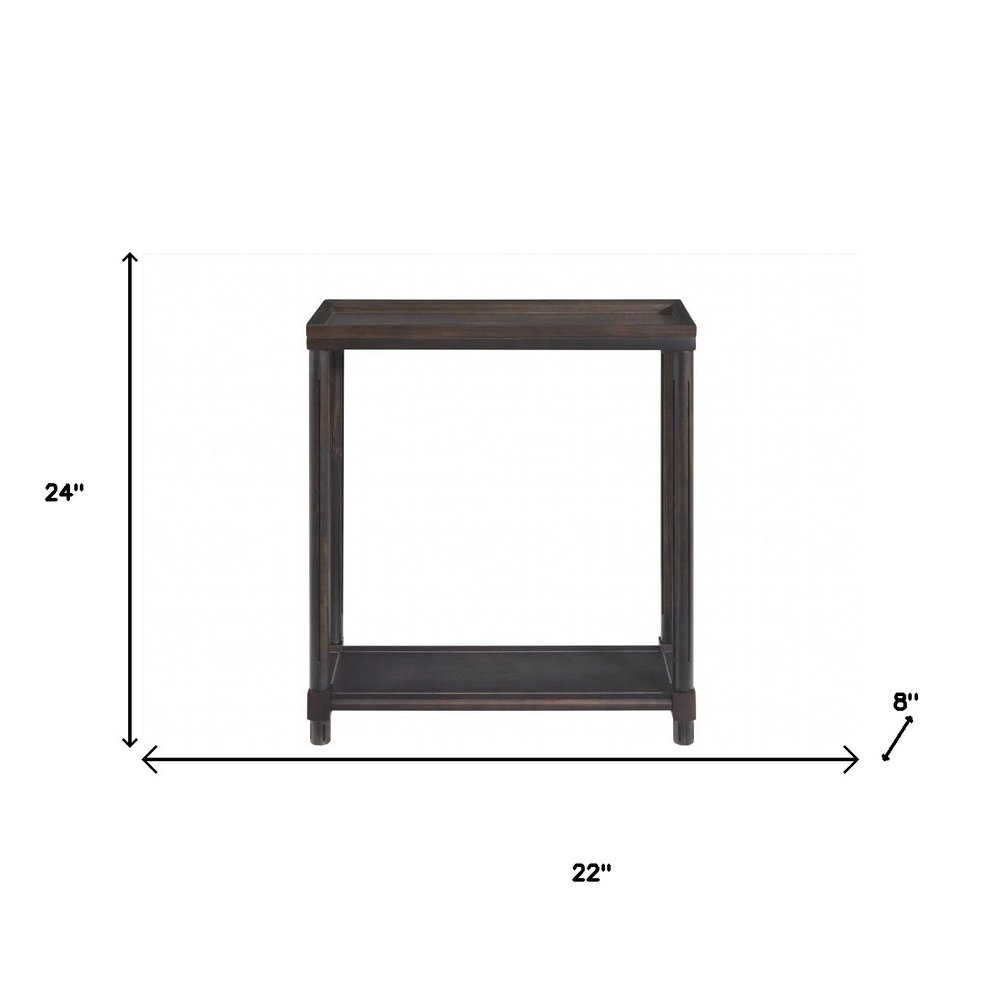 Set of Two 24" Espresso Solid Wood End Tables With Shelf on a white background