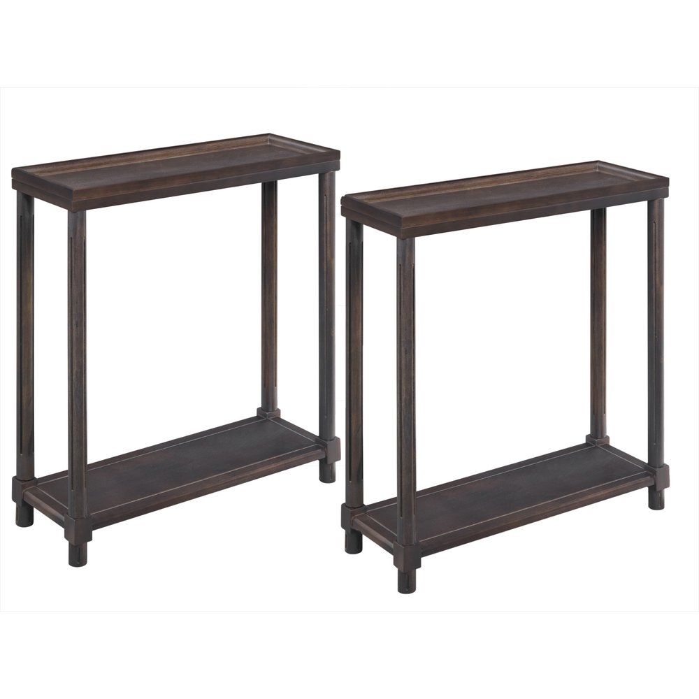 Set of Two 24" Espresso Solid Wood End Tables With Shelf on a white background
