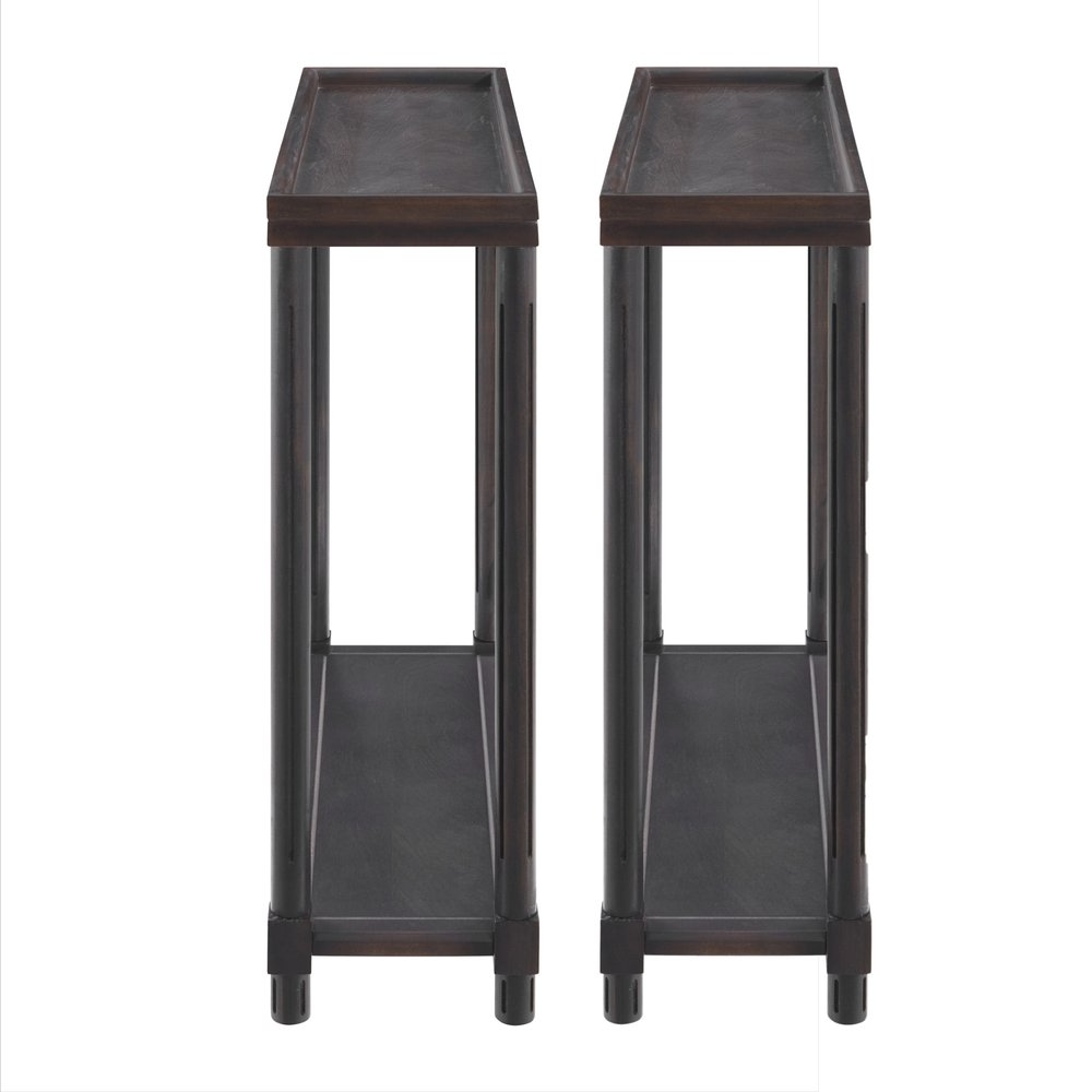 Set of Two 24" Espresso Solid Wood End Tables With Shelf on a white background