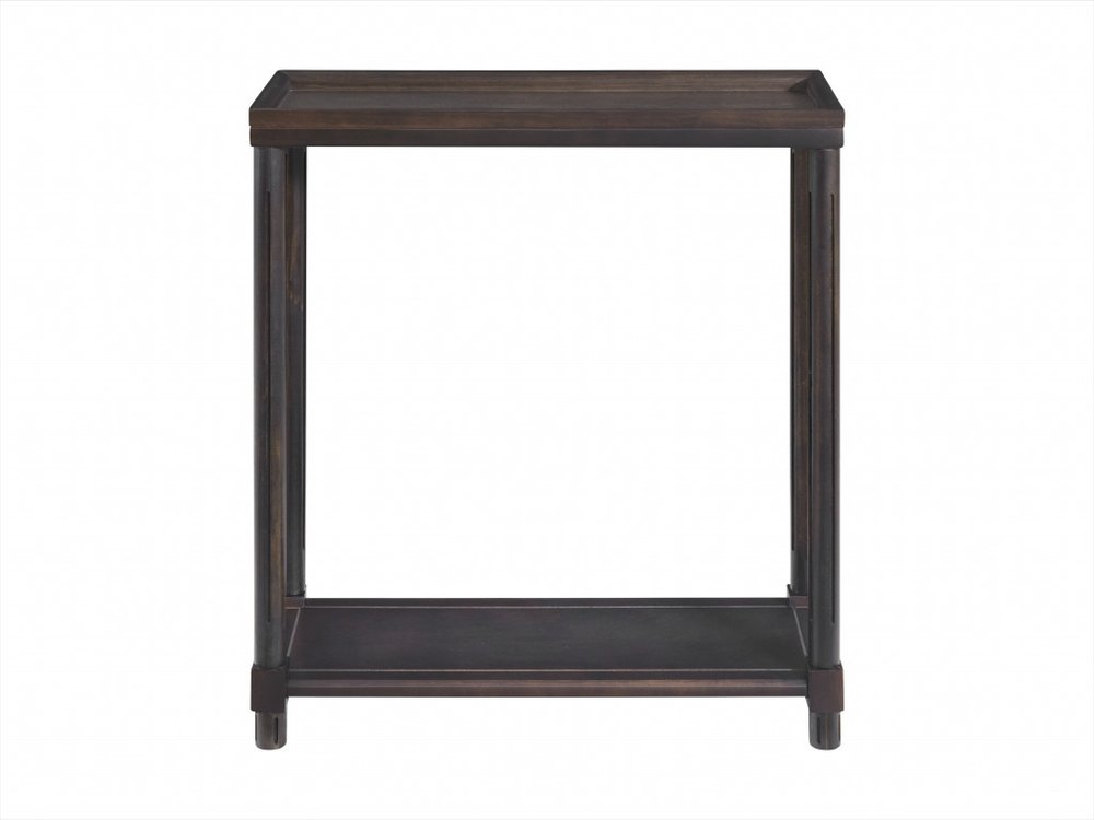 Set of Two 24" Espresso Solid Wood End Tables With Shelf on a white background