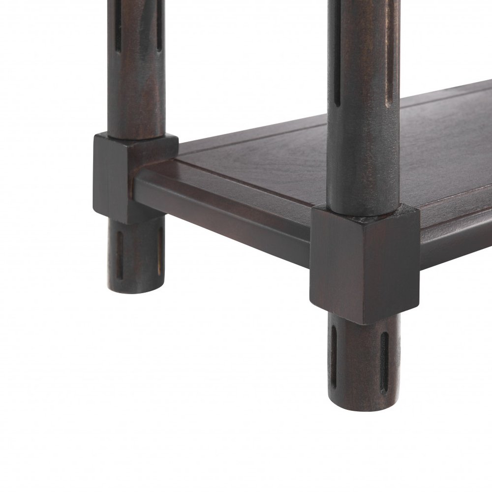Set of Two 24" Espresso Solid Wood End Tables With Shelf on a white background