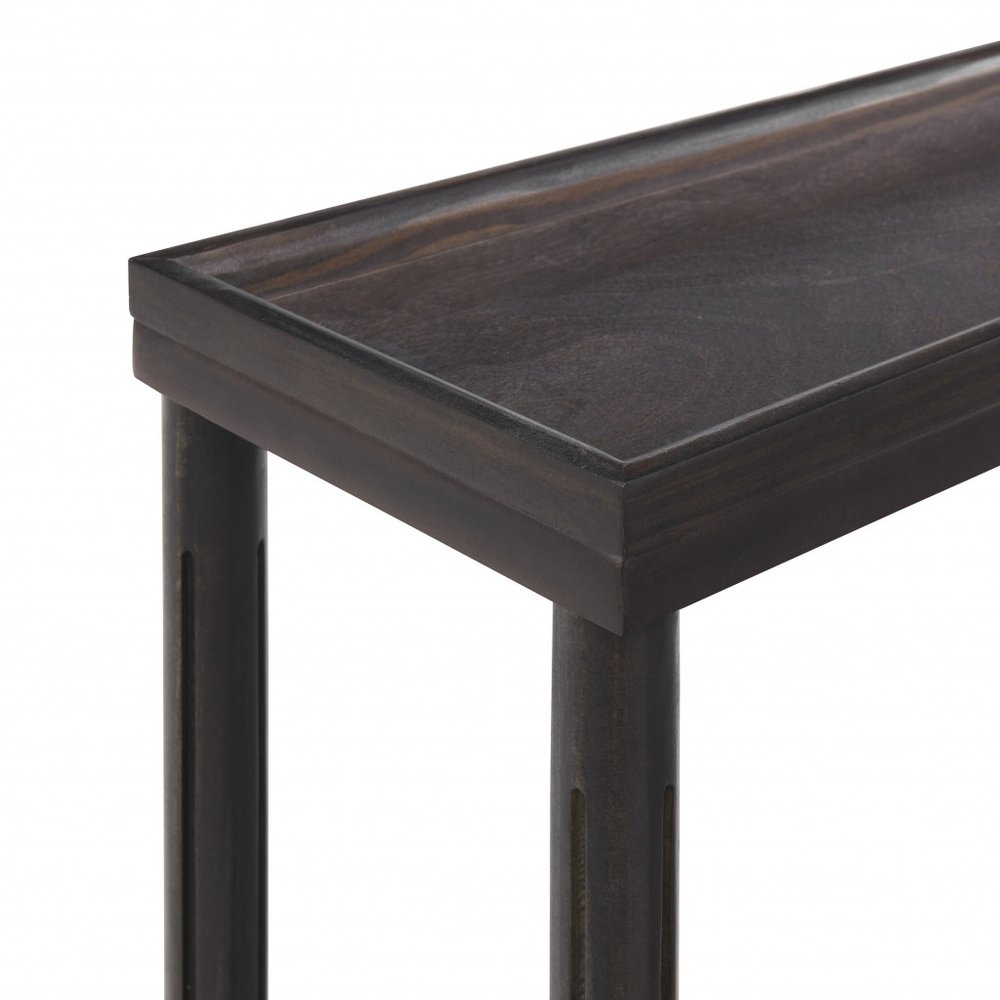 Set of Two 24" Espresso Solid Wood End Tables With Shelf on a white background