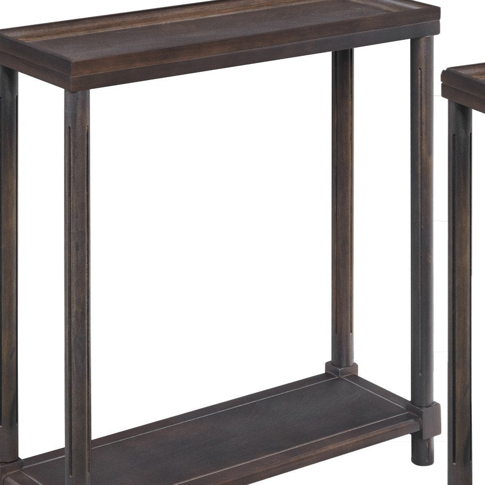 Set of Two 24" Espresso Solid Wood End Tables With Shelf on a white background