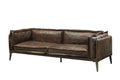 71" Chocolate And Silver Top Grain Leather Loveseat
